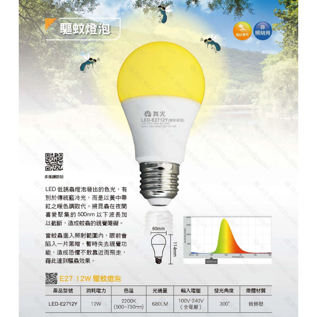 E27燈頭 │ 12W驅蚊燈
