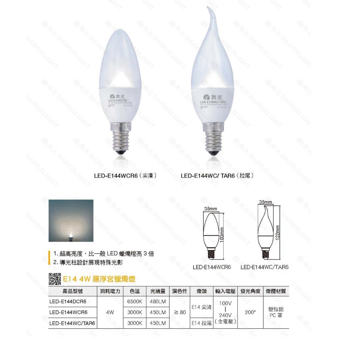 E14燈頭 │ 4W蠟燭燈泡