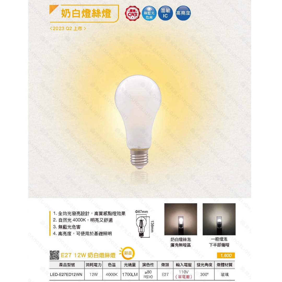 12W │ 廣域燈泡-E27燈頭