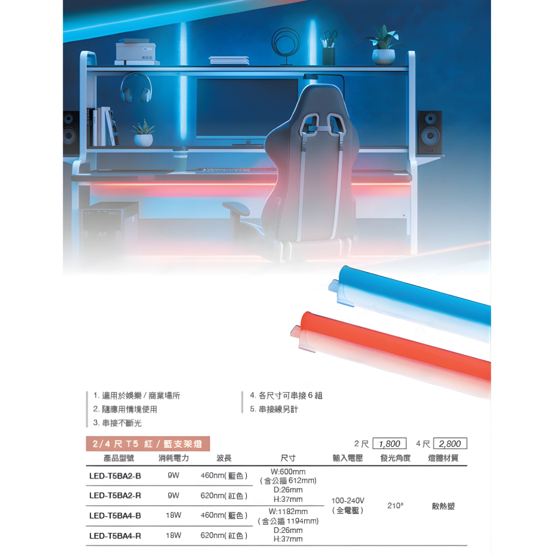 1尺、2尺、3尺、4尺｜單色支架燈