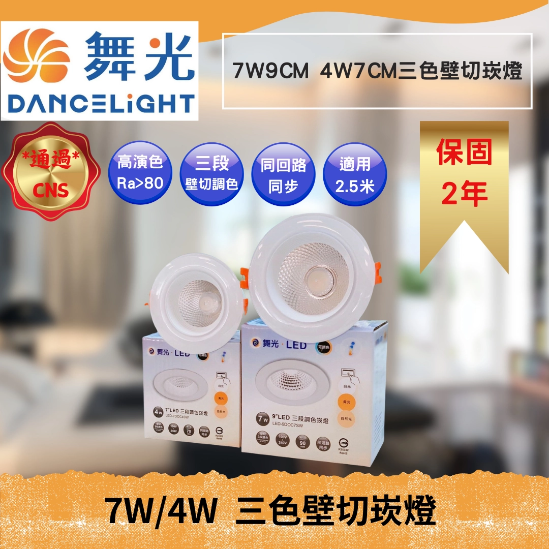 7.5CM、9.5CM｜壁切三色溫-崁燈