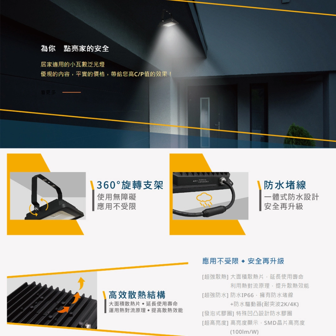 50W、100W、150W、200W|凱薩投光燈