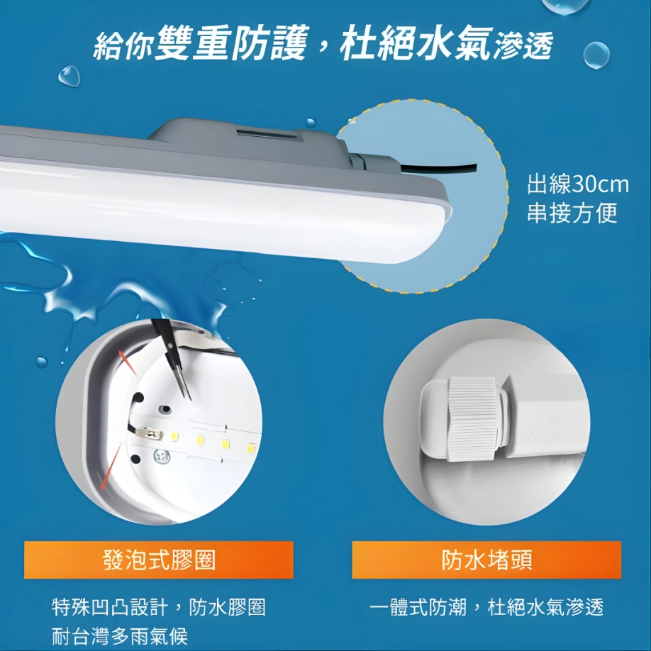 2尺、4尺｜長型防水防塵鯨魚-吸壁燈