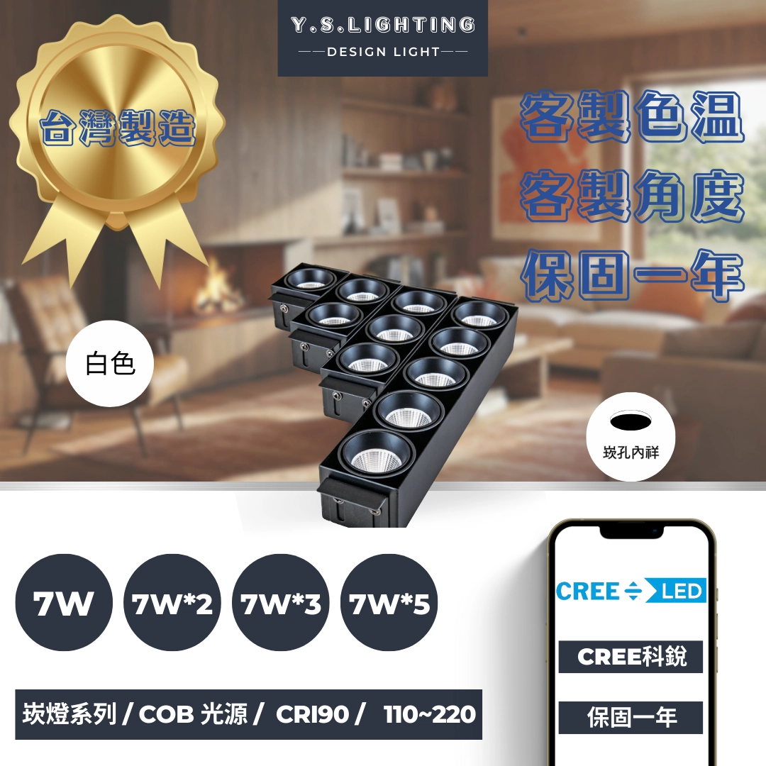 7W、7W*2、7W*3、7W*5 │ 無邊框防眩-方崁盒燈