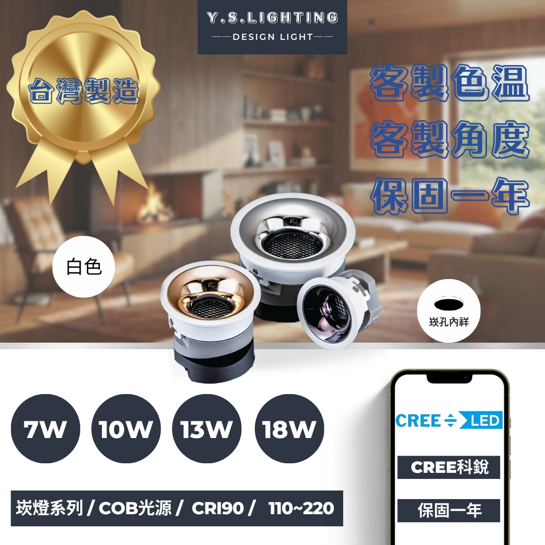 5.5CM、7.5CM、9.5CM │ 金屬蜂巢防眩型-崁燈