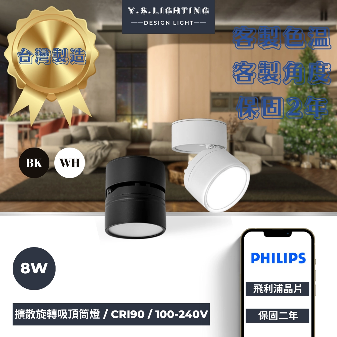 8W │摺疊擴散板-吸頂筒燈