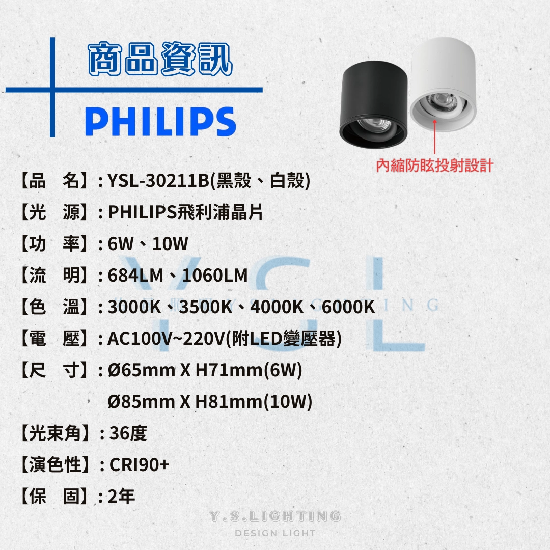 6W、10W │深杯內縮-吸頂筒燈
