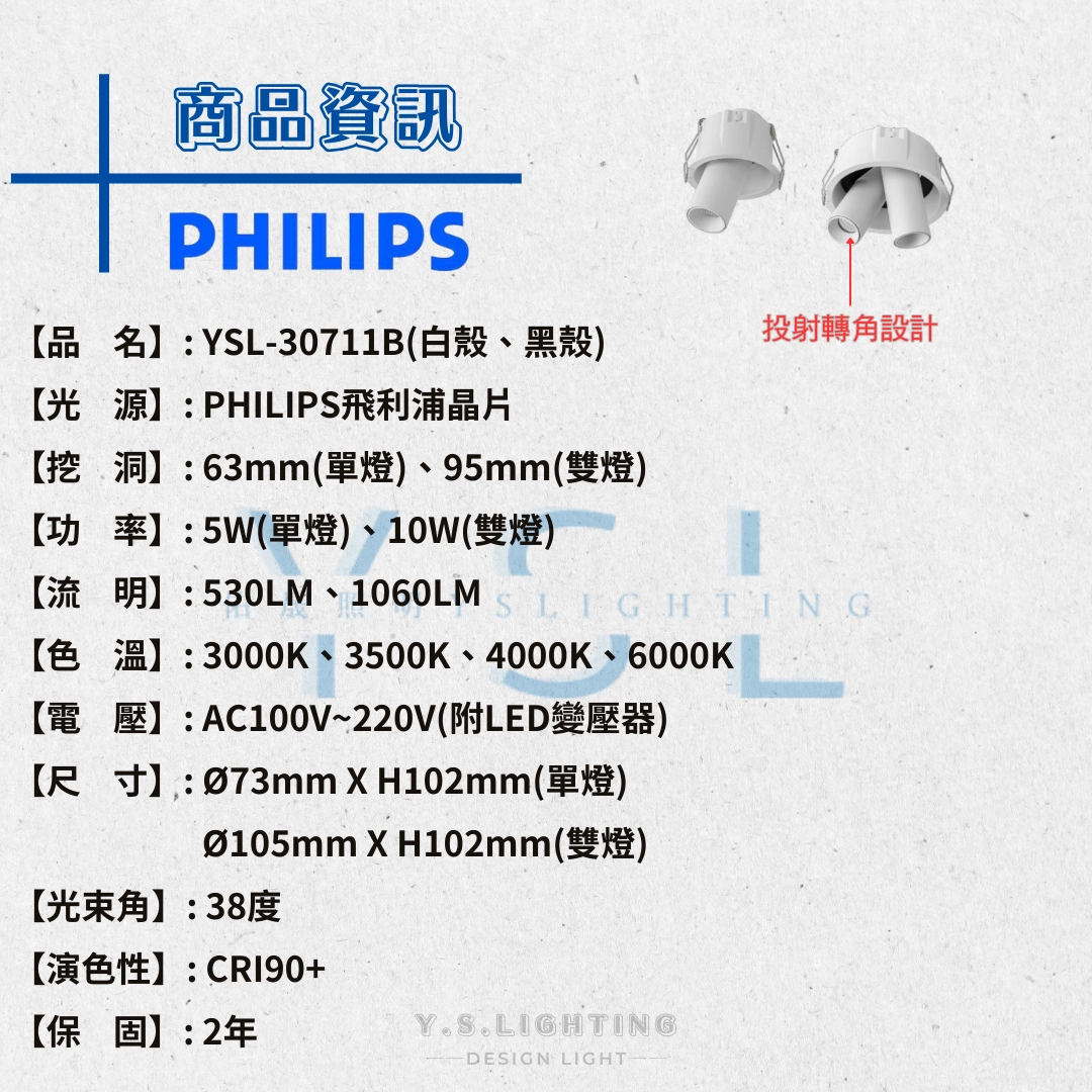 6.3CM、9.5CM │ 單、雙筒投射型-崁燈