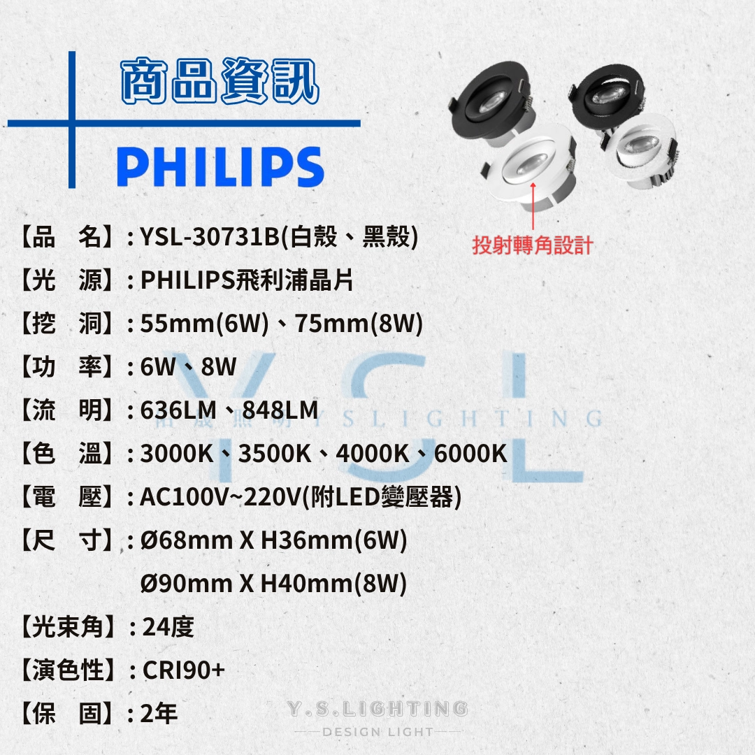 5.5CM、7.5CM │ 經典COB轉角-崁燈