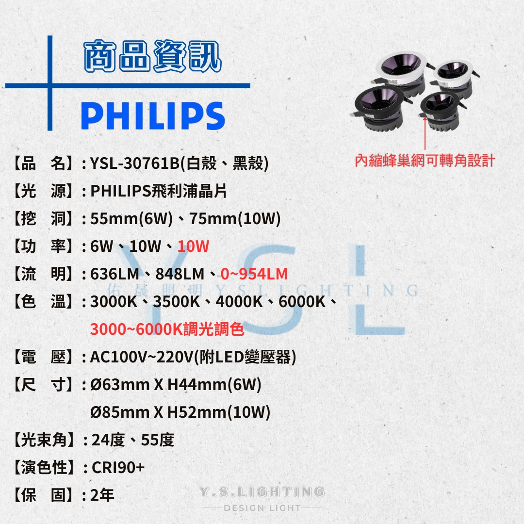 5.5CM、7.5CM │ 金屬蜂巢內縮-崁燈