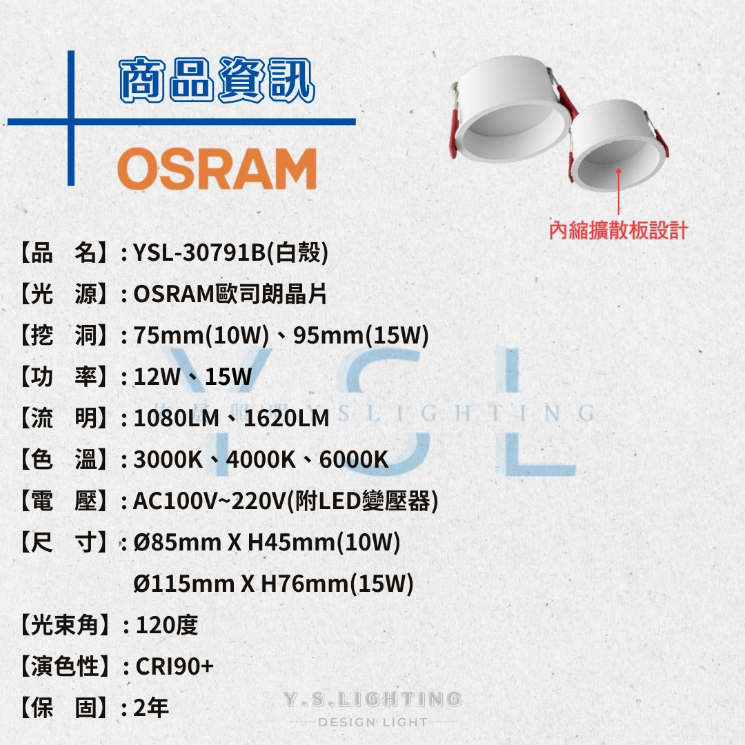 7.5CM、9.5CM │ 內縮擴散板-崁燈