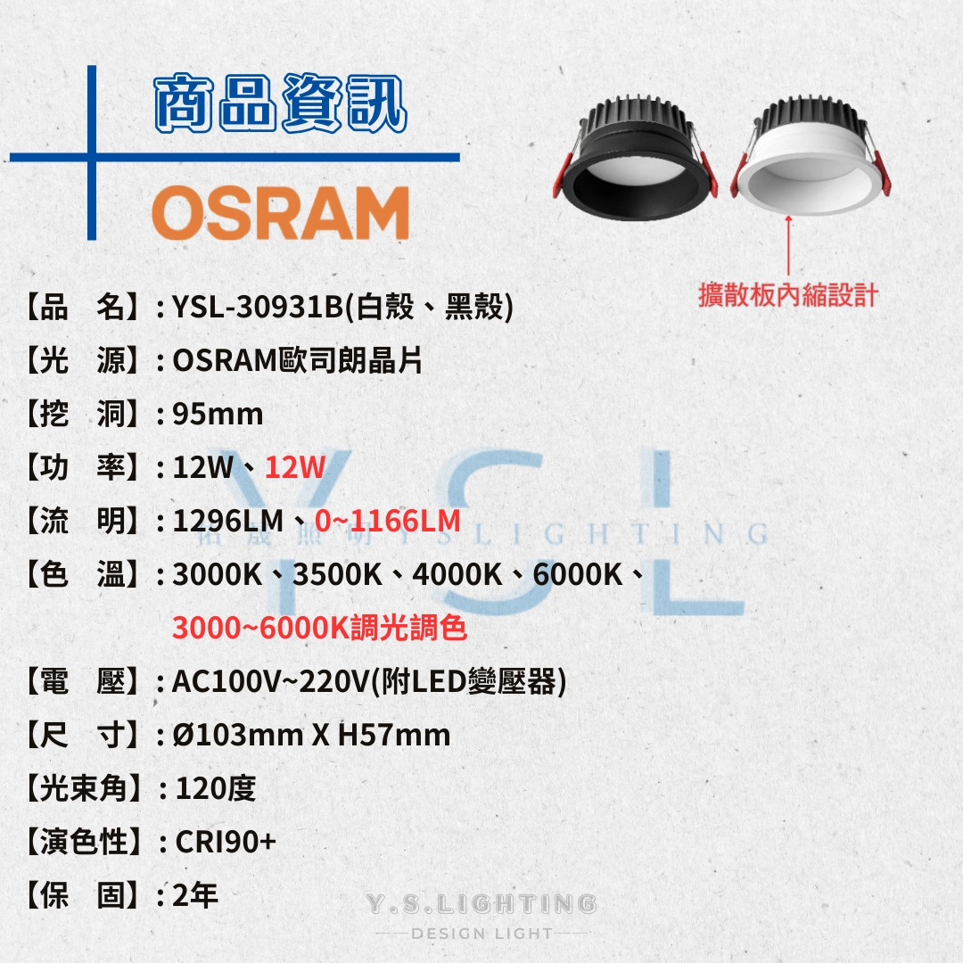 9.5CM │ 細邊內縮擴散板-崁燈