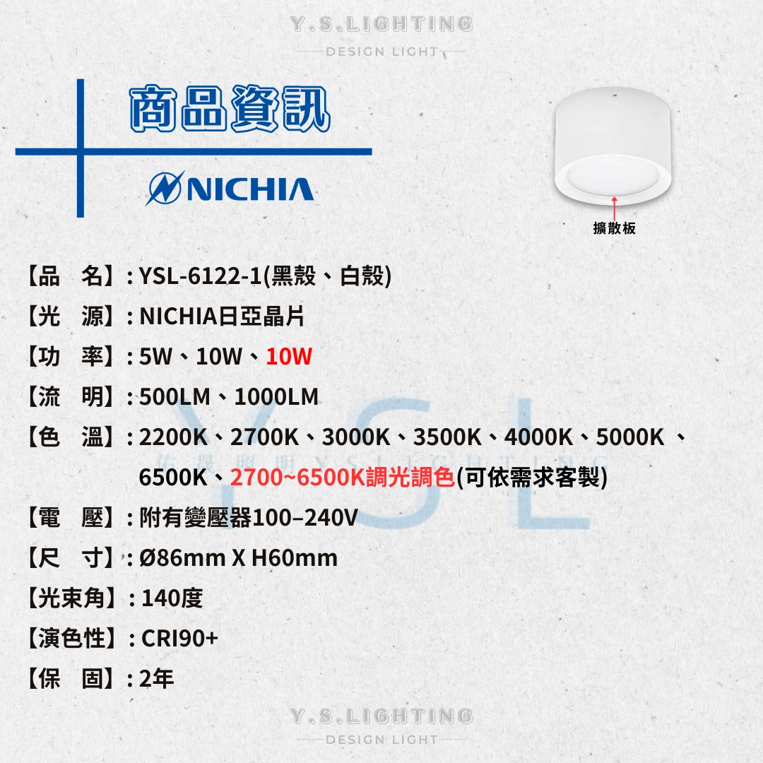 5W、10W │ SMD迷你款擴散板-吸頂筒燈