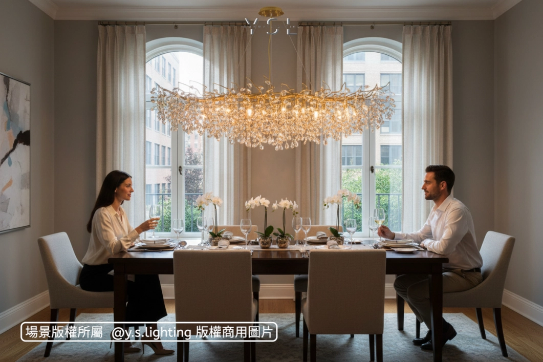 枝芯淚珠吊燈-長款