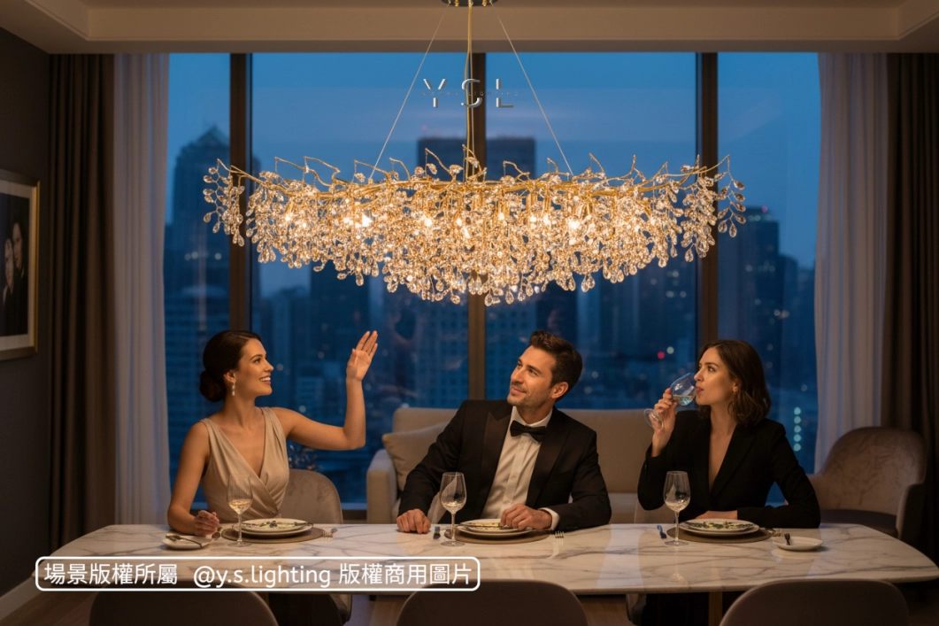 枝芯淚珠吊燈-長款