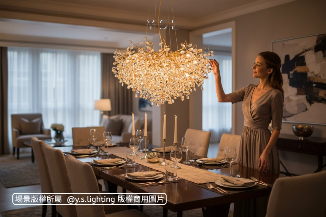 枝芯淚珠吊燈-圓款