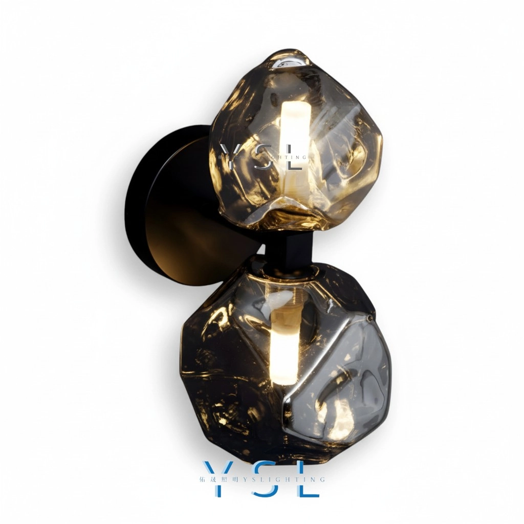 煙燻冰晶壁燈-2款