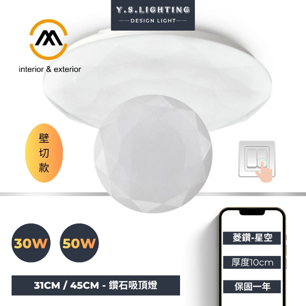 30W、50W｜鑽石星空-壁切款吸頂燈