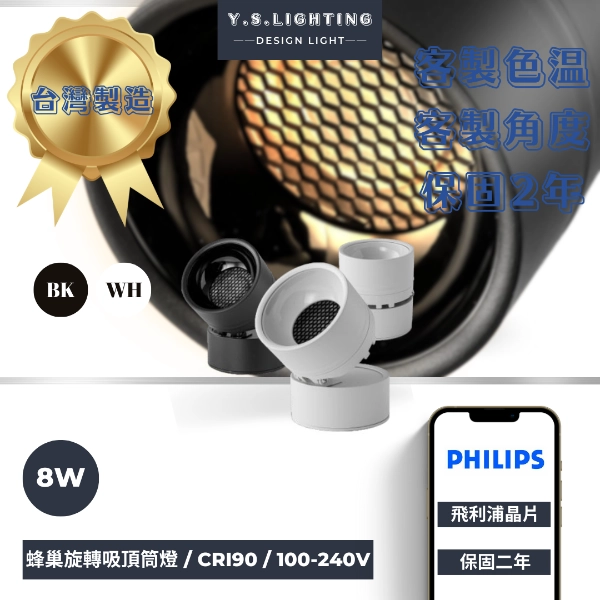 8W │摺疊蜂巢內縮-吸頂筒燈