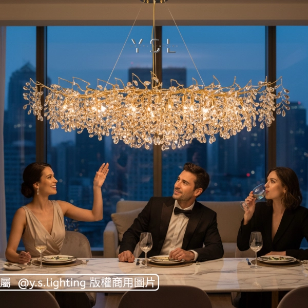 枝芯淚珠吊燈-長款