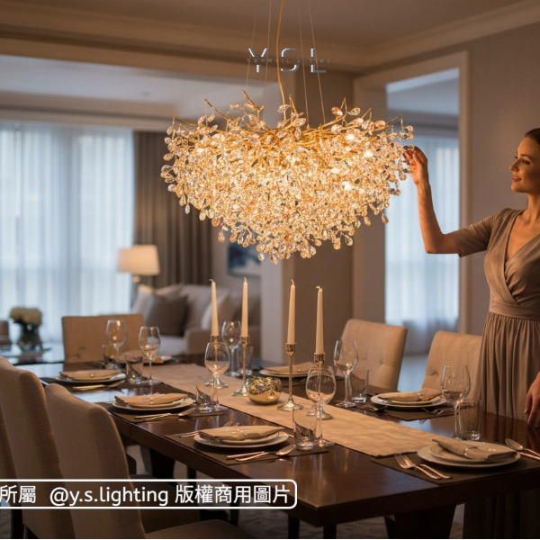 枝芯淚珠吊燈-圓款