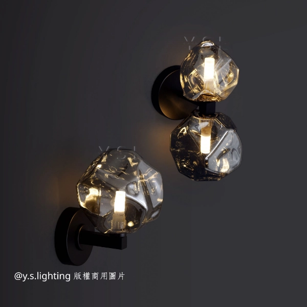 煙燻冰晶壁燈-2款